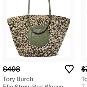 Tory Burch Ella Straw Box Weave Basket Tote